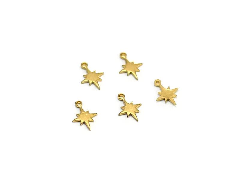 Ohrring-Charm Nordstern, Messing, Gold, 10,4 x 7,5 mm, Unisex - Bild 2