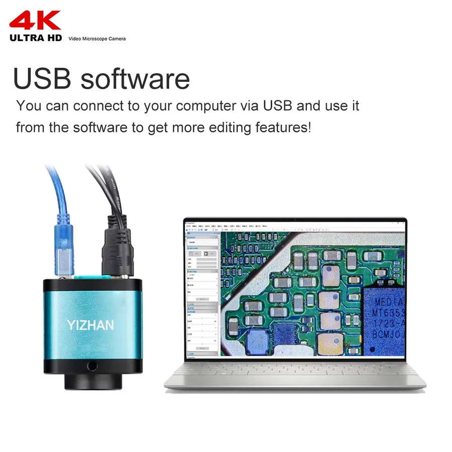 YIZHAN 4K USB 48MP Digitalmikroskop mit 150X Vergrößerung und HDMI Anschluss inklusive Messsoftware für Labortests und Telefonreparatur - Bild 3