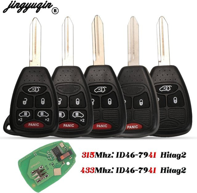 Jingyuqin Fernbedienung Auto Schlüssel ID46-7941 für Dodge RAM, Jeep Commander, Compass, Grand Cherokee, Liberty, Wrangler und Chrysler in Schwarz (315/433 MHz) - Bild 1