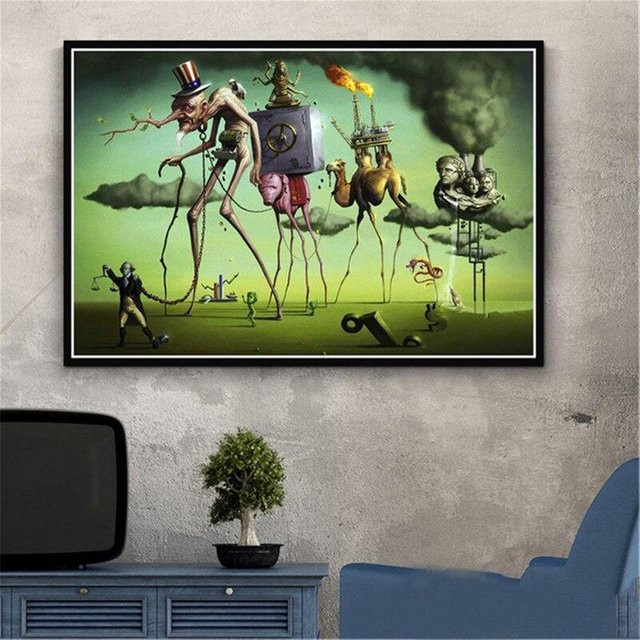 Lisa Gallery Wandkunst Salvador Dali Surrealismus Leinwandbild in Blau und Grün, Breite: 60 cm, Höhe: 90 cm - Bild 1