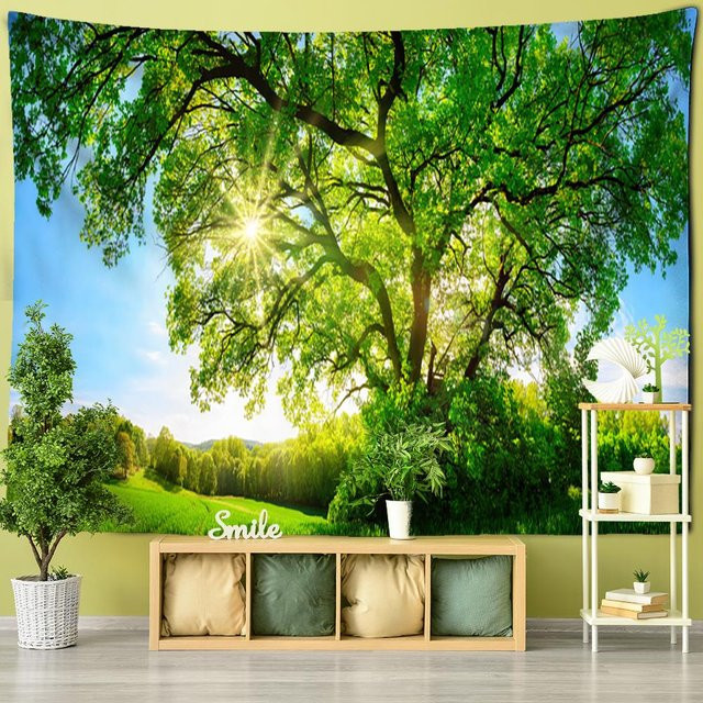 Wandteppich Super Six mit Wald- und Naturmotiv im Boho-Stil, Mehrfarbig, Breite: 150 cm, Höhe: 100 cm - Bild 1