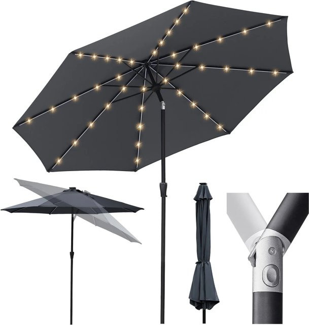 Sekey Marktschirm aus Aluminium mit 8 Eckiger Form und Kurbel, Durchmesser: 330 cm, Farbe: Anthrazit - Bild 1