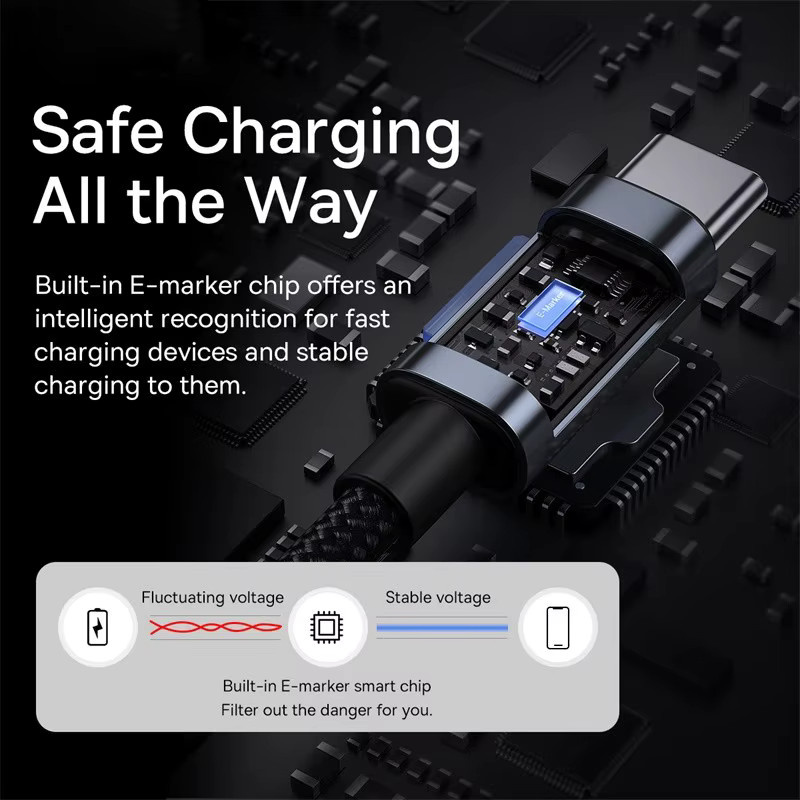 Baseus USB-C auf USB-C Schnellladekabel mit 100W PD für iPhone 16 15 Pro Max, Samsung, Xiaomi und MacBook - Bild 3