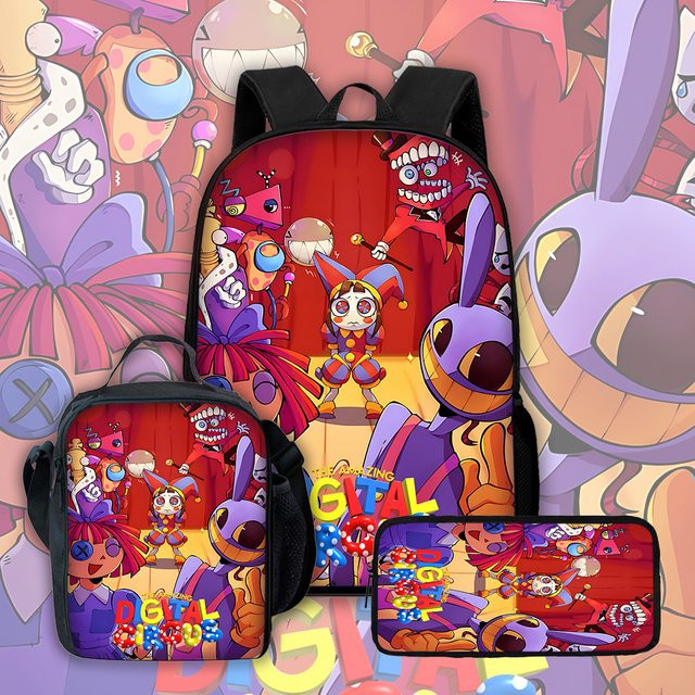 Potdemiel Digital Circus Kinderschulrucksack Set mit Lunchtasche und Federmäppchen in Multicolour - Bild 1