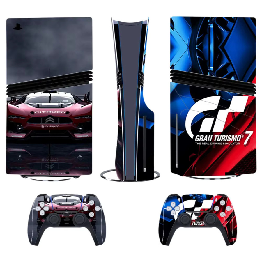 Gran Turismo GT Sport Vinyl-Skin Dekor-Set für PS5 Pro Disc und 2 Controller in Gold und Multicolour - Bild 2