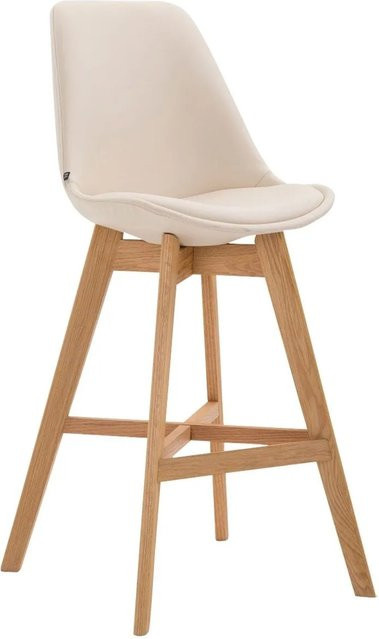 DELUKE Barhocker DUMIR in Creme mit Lehne aus Kunstleder und Eichenholz, B/T/H: 48 x 56 x 112 cm - Bild 1