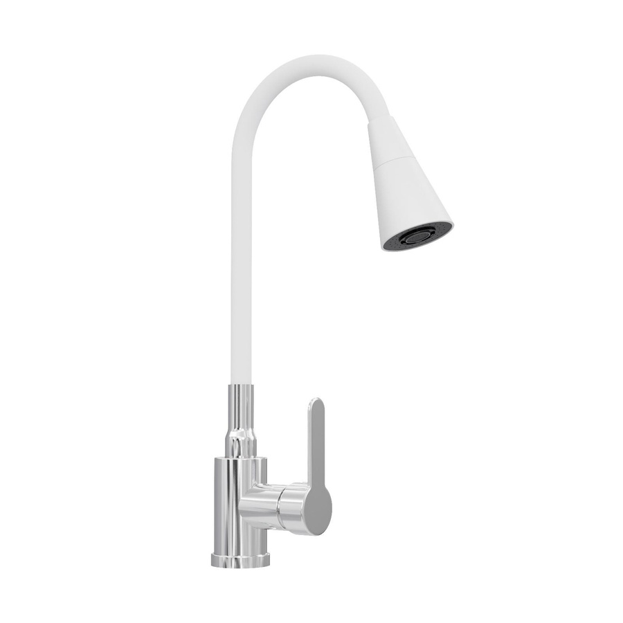 QLS Waschtischarmatur Flex 3000 Küchenarmatur Wasserhahn Mischbatterie mit flexibler Brause in Weiß - Bild 1