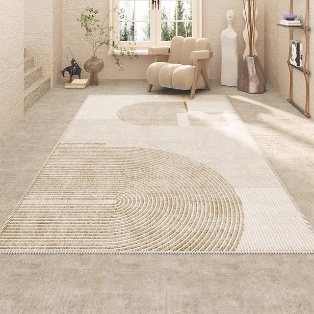 VIKAMA Premium Teppich in Cream für Wohnzimmer, Schlafzimmer und Sofa als schmutzabweisende Bodenmatte - Bild 1