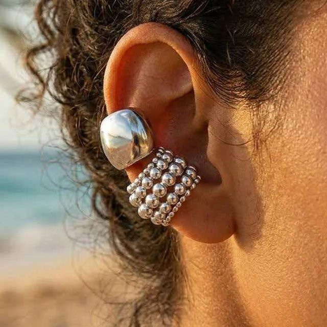 JWER Clip-On Ohrringe, Metall, Silber, Vintage, Damen - Bild 1