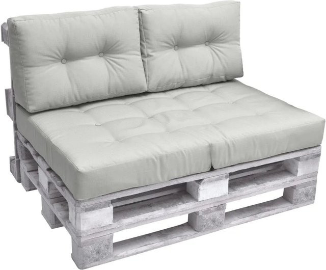 Beautissu ECO Elements Palettenkissen Rücken 2er-Set Hellgrau B: 60 cm, H: 40 cm, T: 20 cm - Bild 1