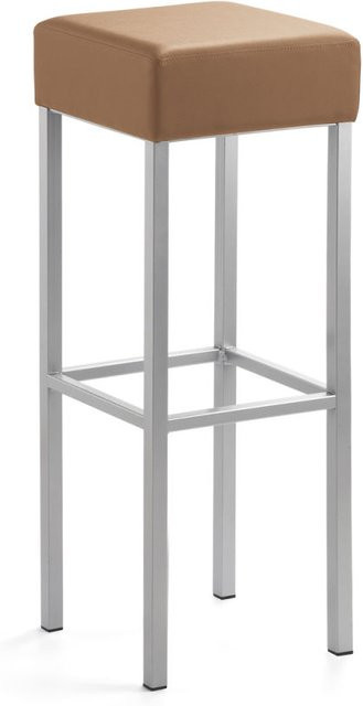 Mayer Sitzmöbel Extra-hoher Barhocker Vierfuß in Mikrofaser Lederoptik, Farbe Hellbraun mit silbernem Gestell, B/T/H: 34 x 34 x 92 cm - Bild 1