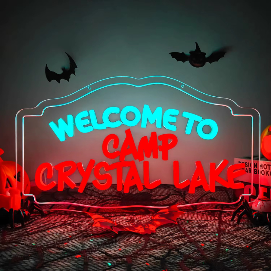 Wanxing Crystal Lake Neonschild Wanddekoration für Horrorfilm Fans und Halloween Partys - Bild 2