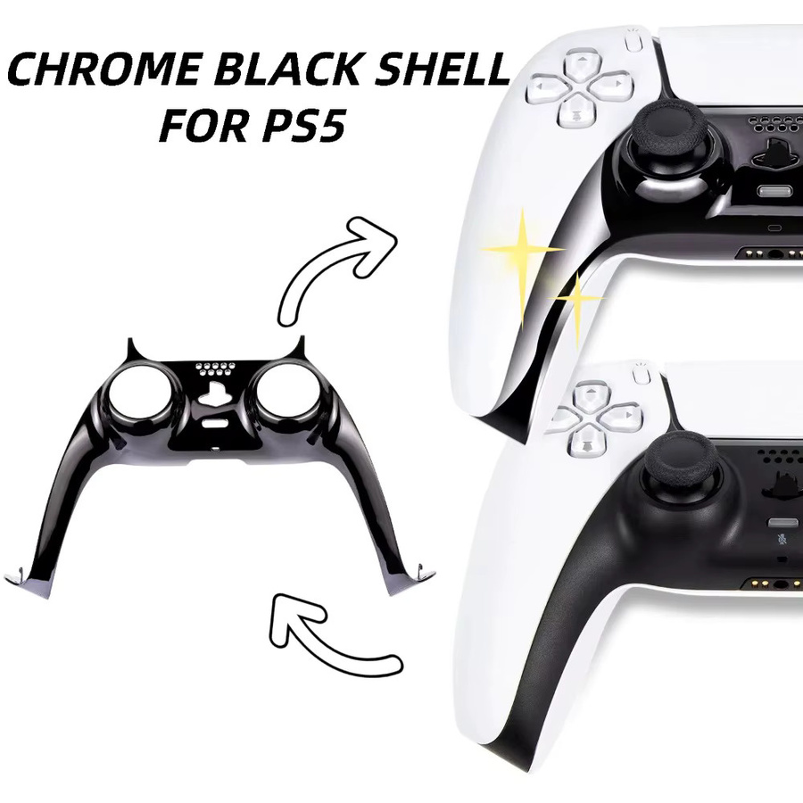 Glänzend schwarze Chrom Controller Gehäuseabdeckung für PS5 und PS5 Slim als DIY Ersatz und Custom Platte - Bild 1