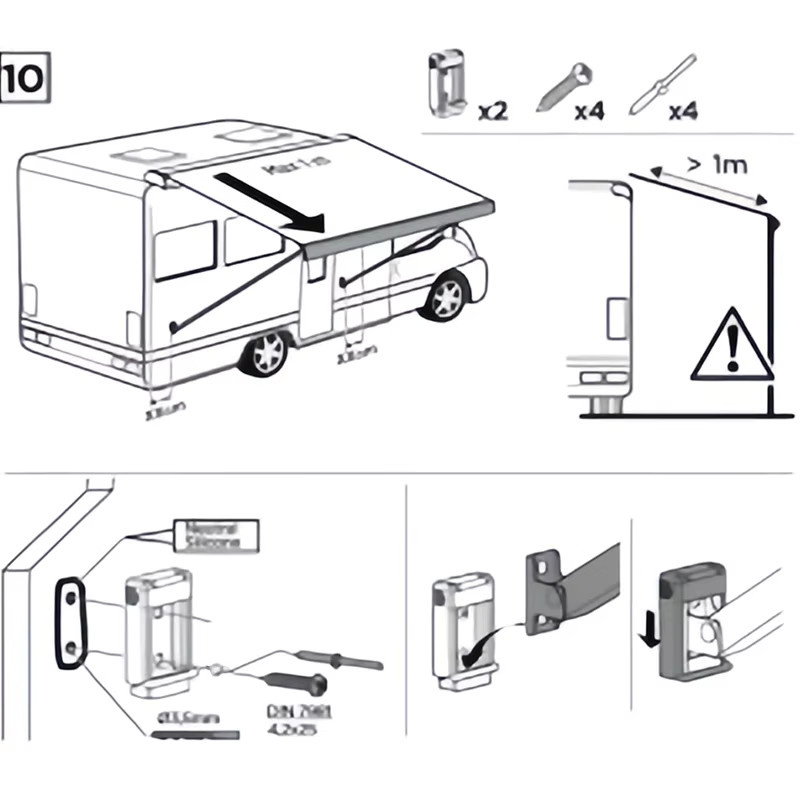 Markisenwandhalterung für aufrechte Beine passend für Thule Omnistor einziehbare Markisen für Wohnmobile Campervans und Wohnwagen 1er-Set - Bild 5