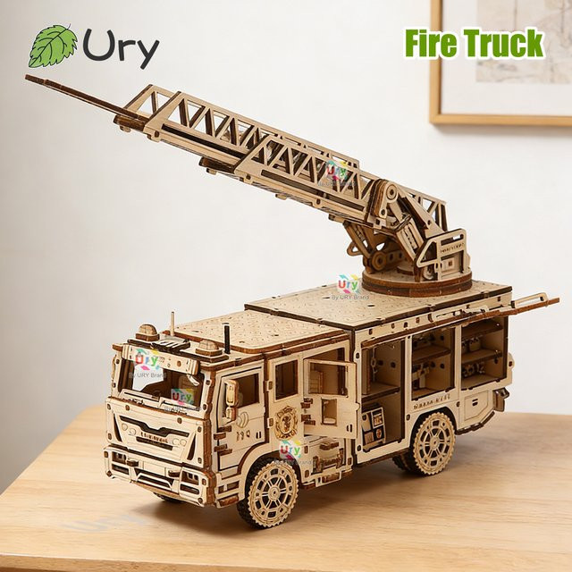 Ury Stadt-Serie Auto Feuerwehrleiterwagen, 3D Holzpuzzle, Holz - Bild 1