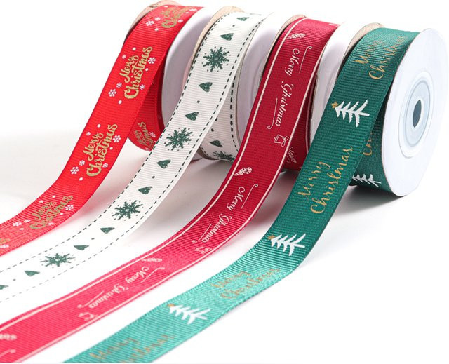 Linsoir Beads Weihnachtsband aus Polyester in Mehrfarben für handgefertigte Weihnachtsdekoration und Geschenkverpackungen, 10 Yards pro Rolle - Bild 1