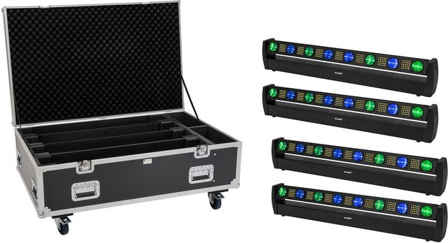 EUROLITE Set mit 4x LED BAR-8 SWING QCL Leisten und Flightcase mit Rollen in Schwarz - Bild 1