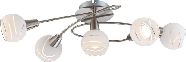 Globo Deckenleuchte Elliott 5-flammig in Nickel matt mit Glas und E14 Fassung - Bild 1