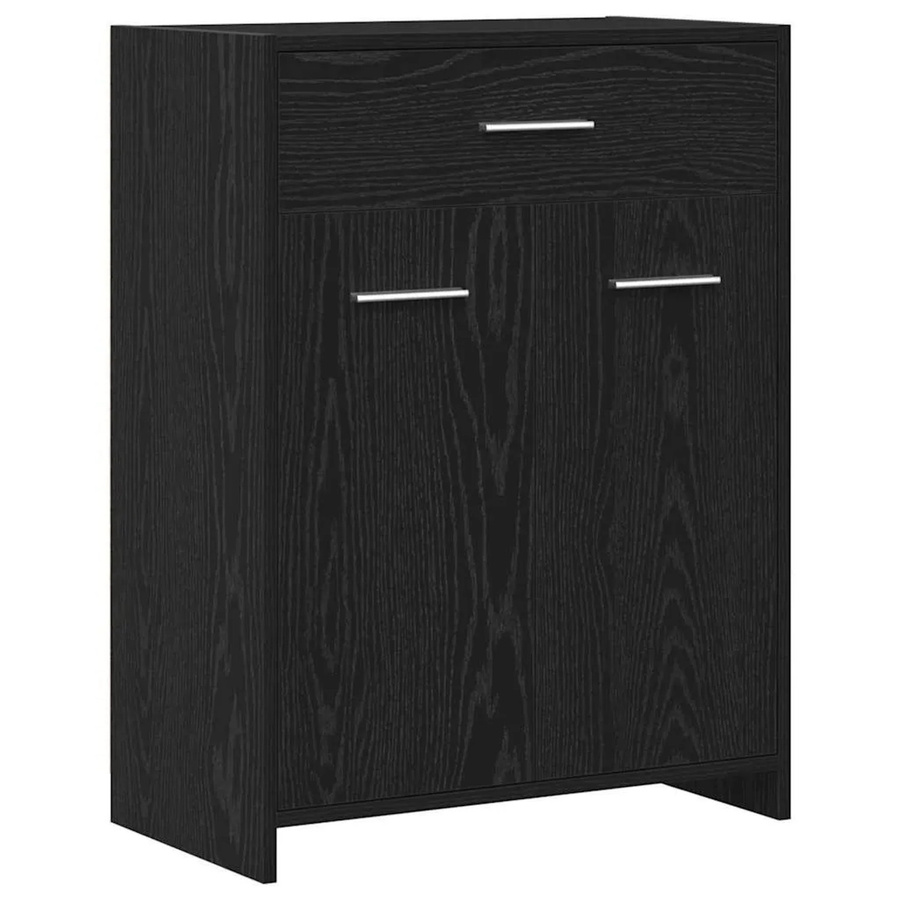 vidaXL Badezimmerschrank in Schwarz und Eichen-Optik mit Tür, B/T/H: 60 x 33 x 80 cm - Bild 2