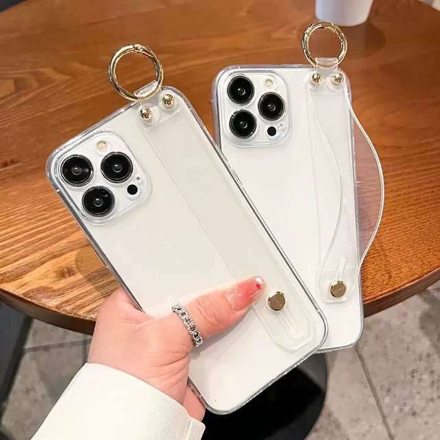 Transparente Handyhülle mit Handschlaufenhalter von MOQINO für iPhone 17 16 15 14 13 12 11 Pro Max Plus und SE - Bild 1