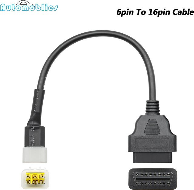 JFIND OBD2 Diagnosekabel Adapter von DP 6-Pin auf 16-Pin für Motorrad in Schwarz - Bild 1