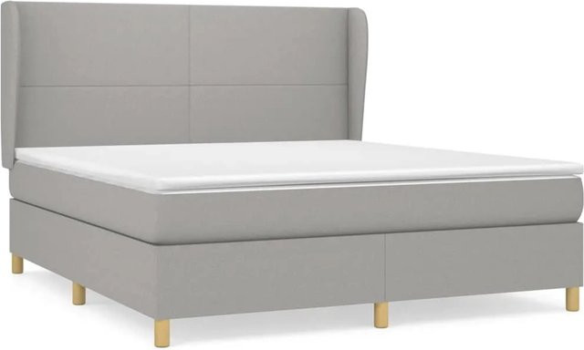 vidaXL Boxspringbett mit Matratze Hybrid-Design in Hellgrau, B/T/H: 160 x 200 x 128 cm - Bild 1