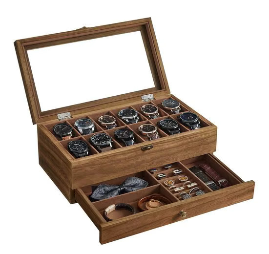 SONGMICS Uhrenbox, Massivholz, Glasdeckel, Unisex - Bild 2