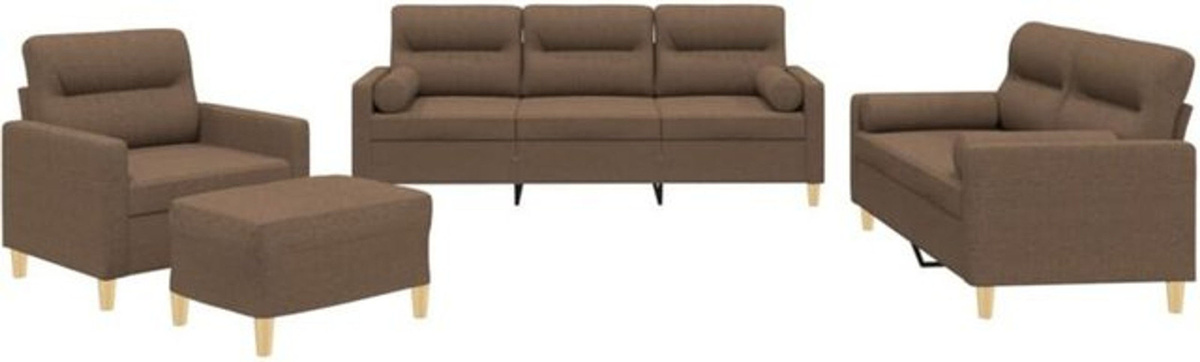 4-tlg. Sofagarnitur mit Kissen von vidaxl in Braun aus Stoff und Metall im modernen Design - Bild 1