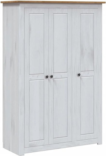 vidaXL Kleiderschrank Panama Serie aus Kiefer Massivholz, 3-türig, Weiß, B/T/H: 118 x 50 x 171,5 cm - Bild 1