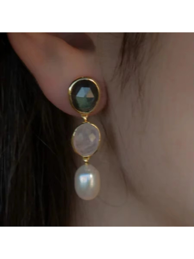 YoYo Ohrringe, Goldfarben, bunte Edelsteine, Perlen, Damen - Bild 5