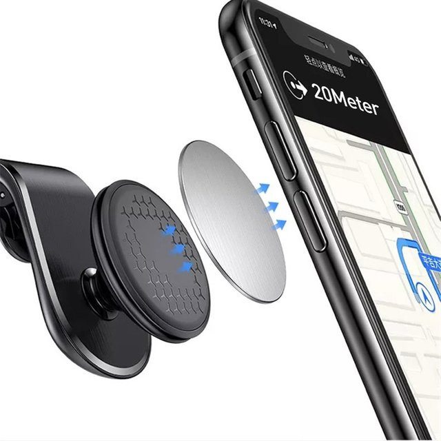 Magnetischer Autotelefonhalter in Schwarz mit 360-Grad-Luftauslass und Entenschnabel-Halterung - Bild 1