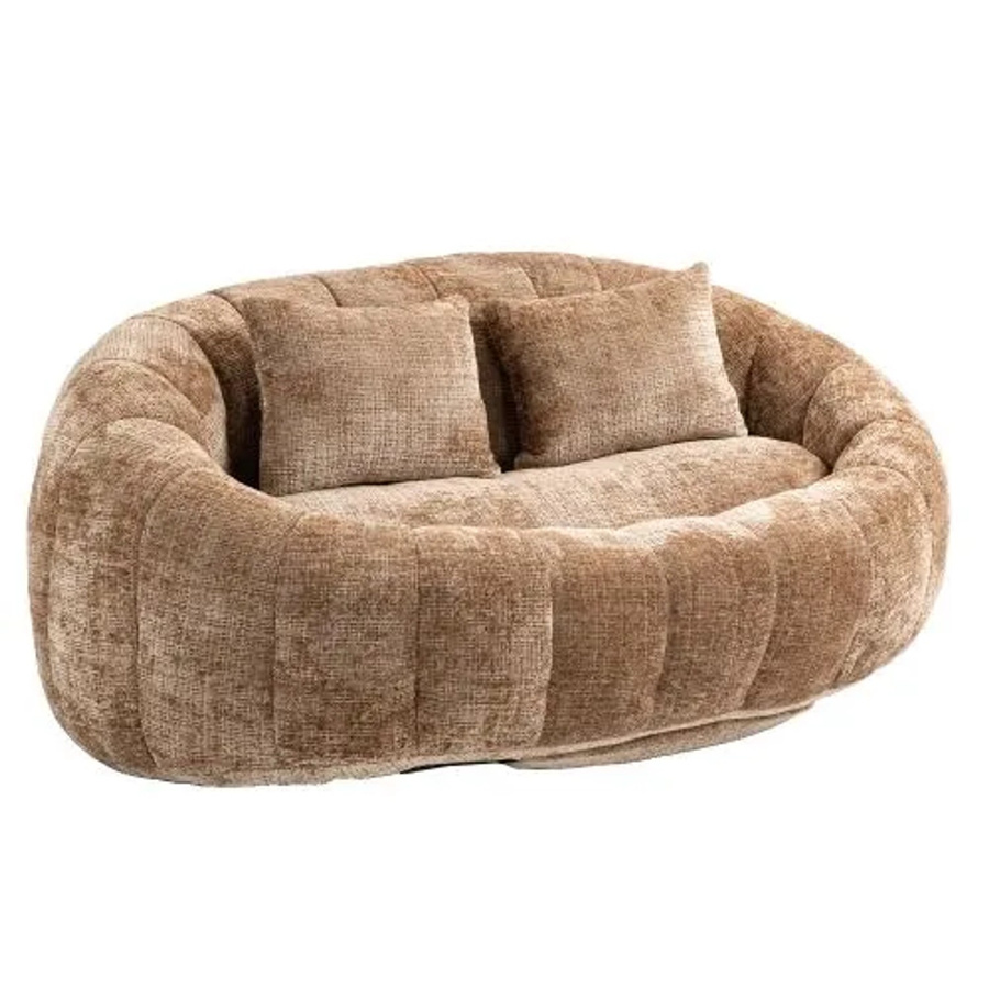 PXloue Stoffsofa Sitzsack aus Chenille und Samt in Braun für Erwachsene und Kinder B/T/H: 150 x 95 x 63 cm - Bild 2