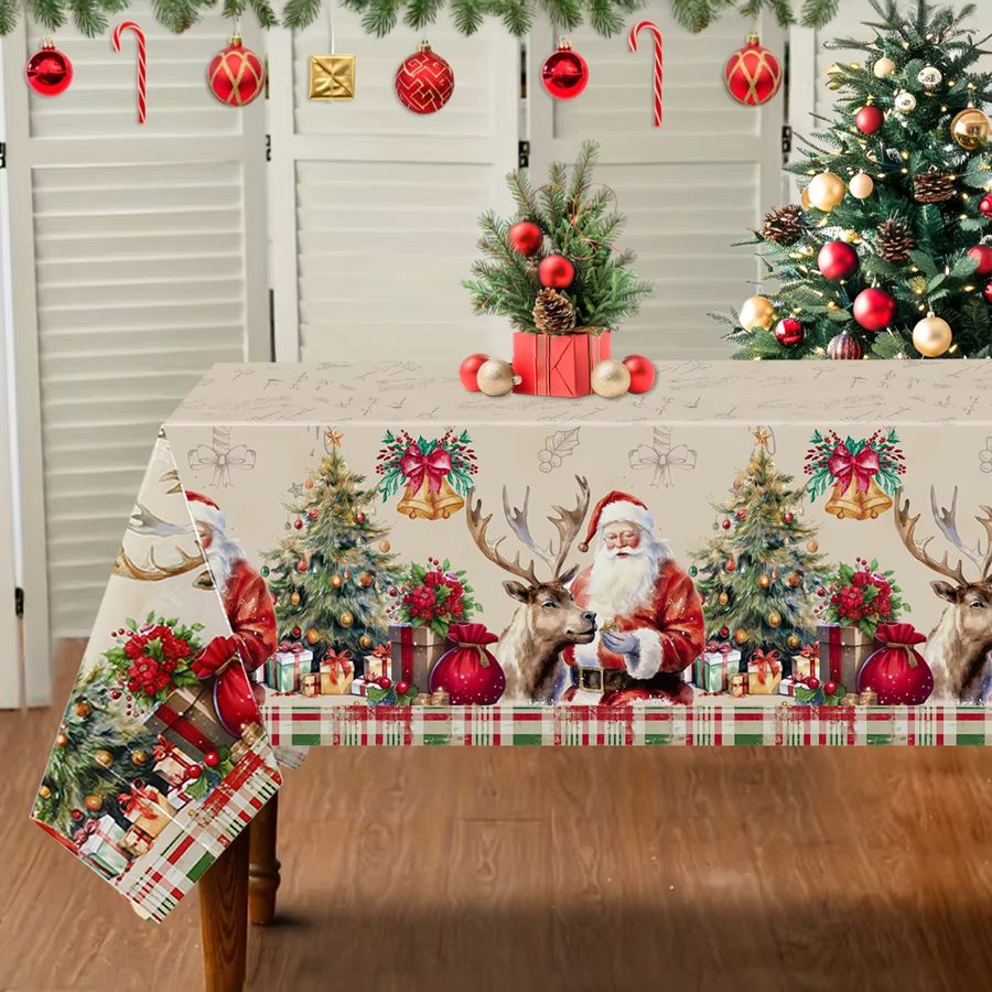 PATIMATE Rechteckige Tischdecke mit Weihnachts-Schneemann Motiv für deine Weihnachtsdekoration - Bild 1