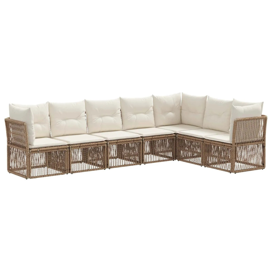 vidaXL Gartensofa-Set 7-teilig in Beige aus Poly-Rattan mit Polsterung und pulverbeschichtetem Stahlgestell - Bild 2