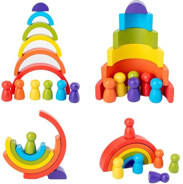 DIY Kinder Holz Regenbogen Spielzeug, Stapel-Balance-Blöcke, Gelb, ab 3 Jahre - Bild 1
