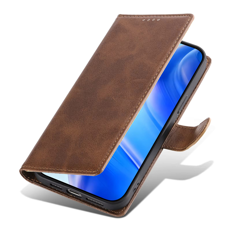 Aierkeba Business Leder Flip Case mit Kartenfach für iPhone 11 bis iPhone 17 Pro Max in Blau und Braun - Bild 3