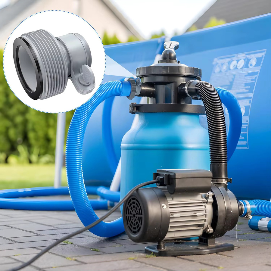 Intex Poolschlauchadapter mit Kolbenventil in Grau für Sandpumpen und Schwimmbadzubehör - Bild 5