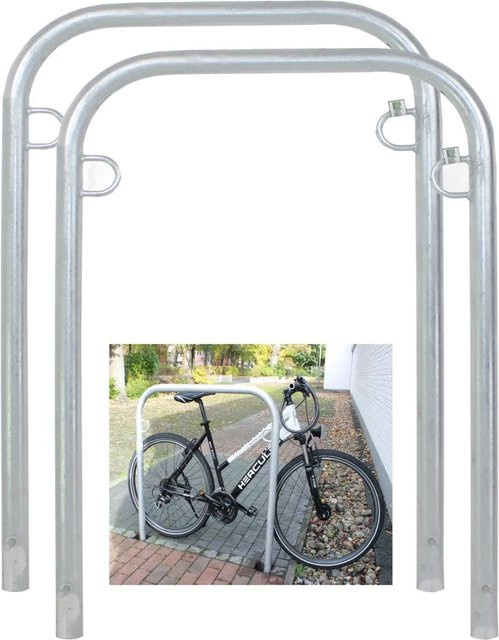 TRUTZHOLM 2er Set Fahrradanlehnbügel Typ U aus Stahl in Silber, B/H: 114 x 78 cm - Bild 1
