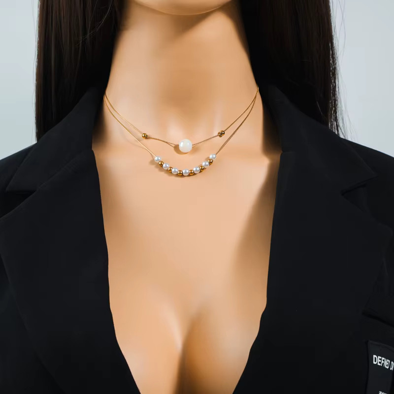 EILIECK Schmuck-Set Edelstahl, Perle, Gold, Damen - Bild 3