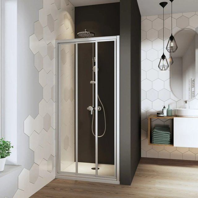 Breuer Schiebetür Fara 4 für Nische oder Seitenwand in Weiß mit Klarglas, Breite: 80 cm, Höhe: 185 cm - Bild 1