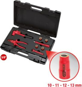 KS Tools Isolierter Werkzeugsatz für PSA-Elektrofahrzeuge, 8-teilig, Rot - Bild 1