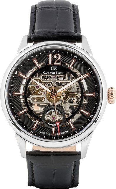Carl von Zeyten Herrenuhr Automatik, Edelstahl, 43 mm, Blau, Leder - Bild 1