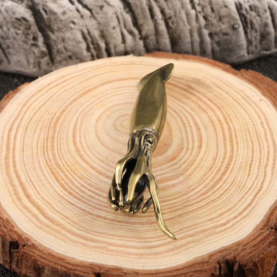 Dekorative Tintenfisch-Figur aus Messing in Gold für deine Tischdekoration und Sammlung - Bild 3