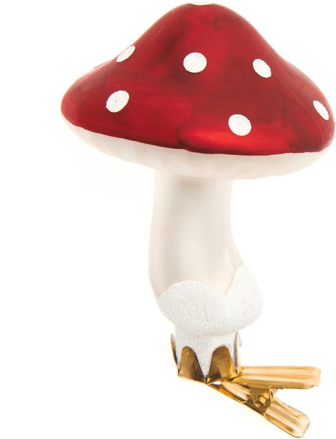 Rico Design Glas-Clip Fliegenpilz spitz mit Glitter in Rot und Weiß - Bild 1