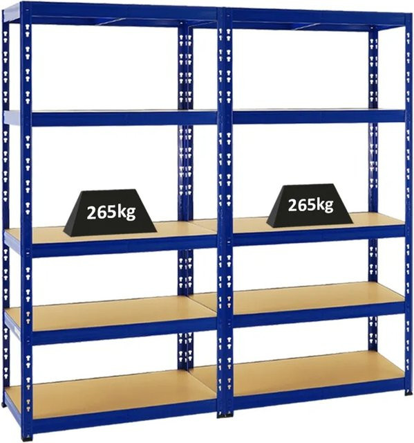 2er Set PROREGAL Tiger Schwerlastregal Blau mit 5 Ebenen und verstellbaren Fachböden, H x B x T: 180 x 90 x 45 cm - Bild 1