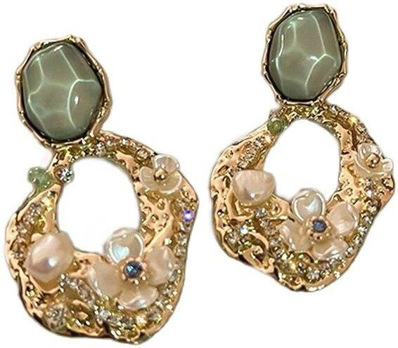 Ohrringe Blume, Zirkon, Tropfen, beige, Damen - Bild 1