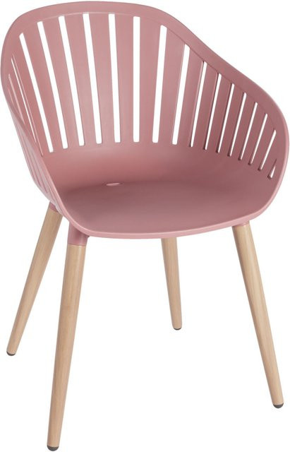 VEGA Outdoor Schalenstuhl Gimani Set aus 4 Stück, Sitzfarbe Rosa, Gestellfarbe Braun, B/T/H: 53 x 55,5 x 79,5 cm - Bild 1