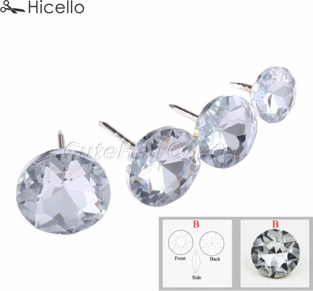 Hicello 10er Set Kristall Nägel aus Glas mit Diamant-Optik für Möbeldekoration und Nähen, Farbe: Transparent - Bild 1