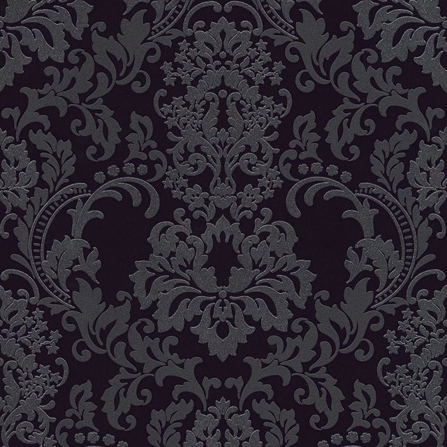 Profhome Barock Tapete Ornament dezent schimmernd Schwarz, Vlies, Breite: 0,53 m, Länge: 10,05 m - Bild 1