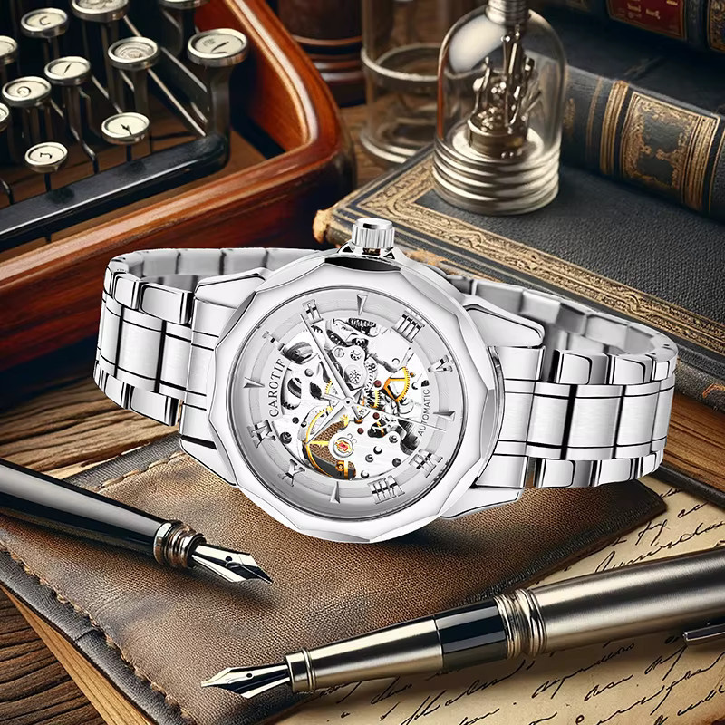 CAROTIF Armbanduhr Edelstahl, Automatik, Silber, Herren - Bild 3